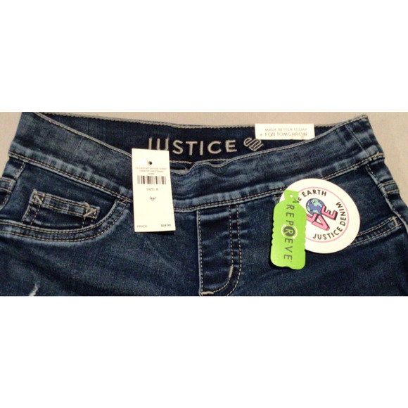 Justice Girl's Repreve Blue Distressed Legging Jeans Size 8 Stretchy Denim - Picture 2 of 4